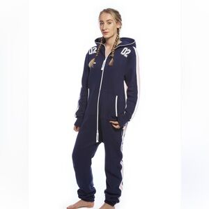 Swimsuit Onesie Born 02 Navy Blue Hooded Jumpsuit Size 9/10